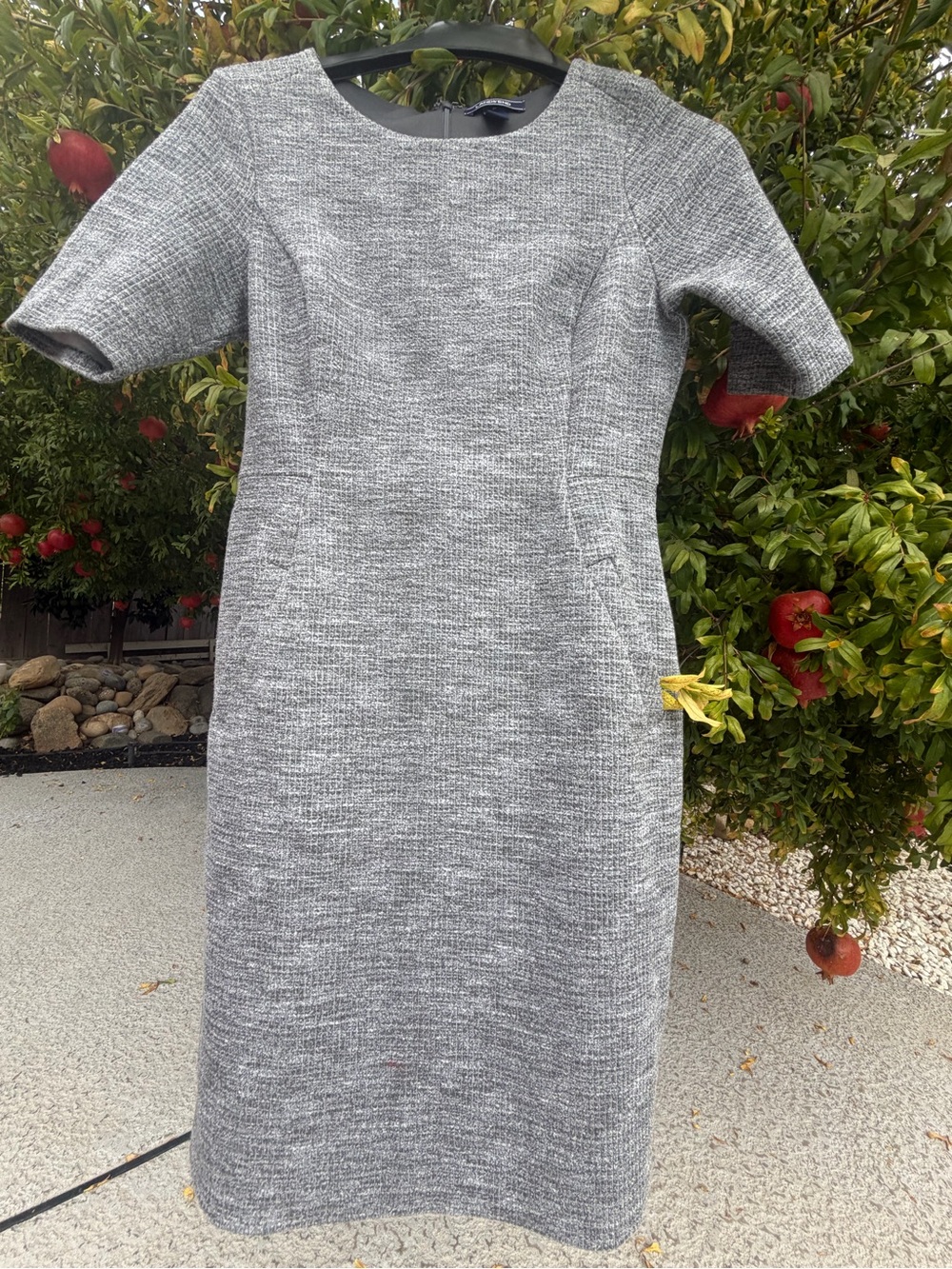 Women’s Lands' End Grey Tweed Midi Sheath Dress size 10